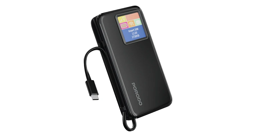 Porodo 4G LTE | WiFi 6 Pocket Router with 10000mAh Power Bank 1 Porodo 4G LTE | WiFi 6 Pocket Router with 10000mAh Power Bank