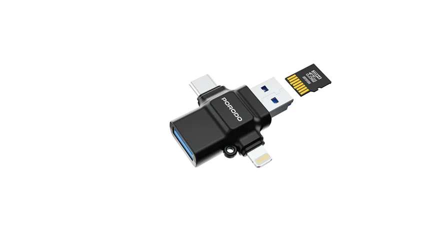Porodo 4-in-1 OTG Adapter, TF Card Reader 1 Porodo 4-in-1 OTG Adapter, TF Card Reader