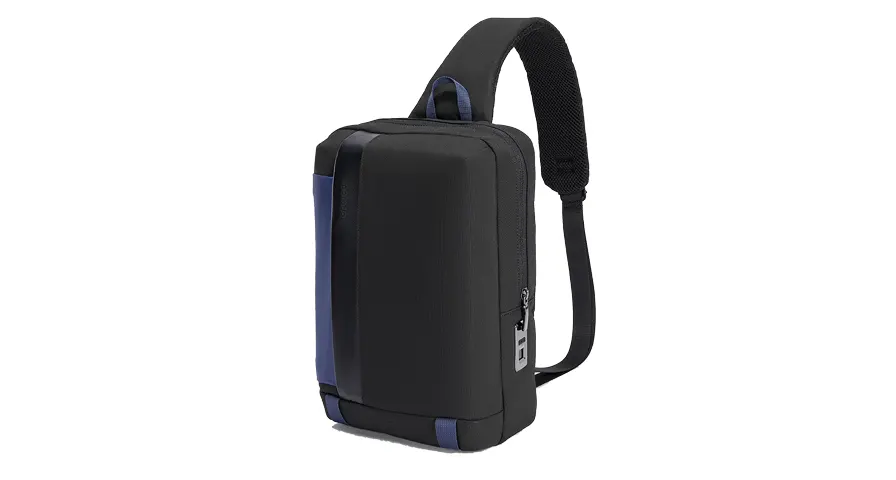 Porodo Lifestyle Cross Body Sling Bag with Fingerprint Lock - Black/Blue 1 Porodo Lifestyle Cross Body Sling Bag with Fingerprint Lock - Black/Blue