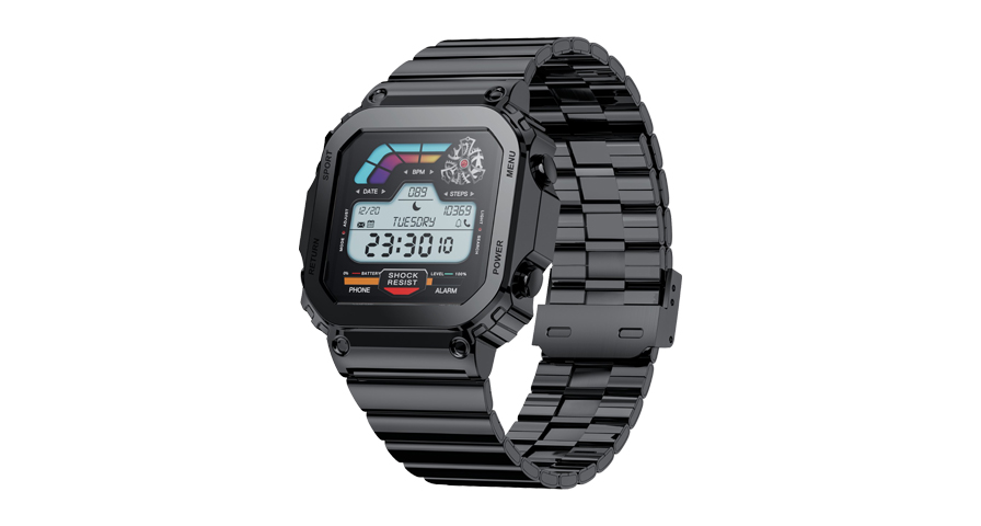Porodo Nomad Smart Watch Black dial + Black Metal starp & Black Silicon Strap 1 Porodo Nomad Smart Watch Black dial + Black Metal starp & Black Silicon Strap