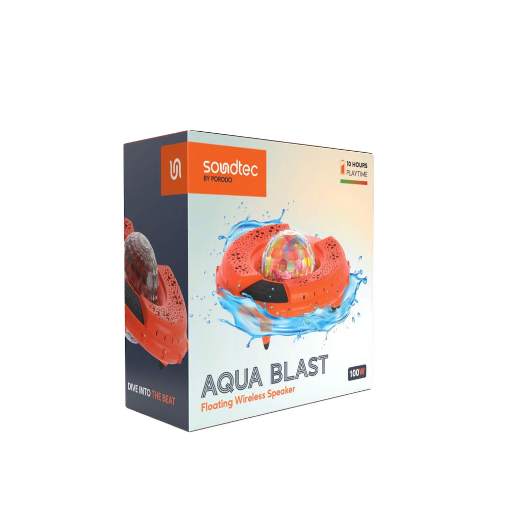 Porodo Soundtec Disco LED Light Floating Waterproof Speaker - Orange 2 Porodo Soundtec Disco LED Light Floating Waterproof Speaker - Orange - Image 2