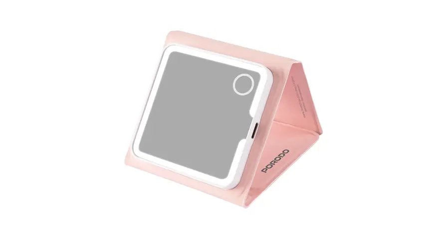 Porodo Lily LED Portable Tri-Fold Makeup Mirror - Pink 1 Porodo Lily LED Portable Tri-Fold Makeup Mirror - Pink