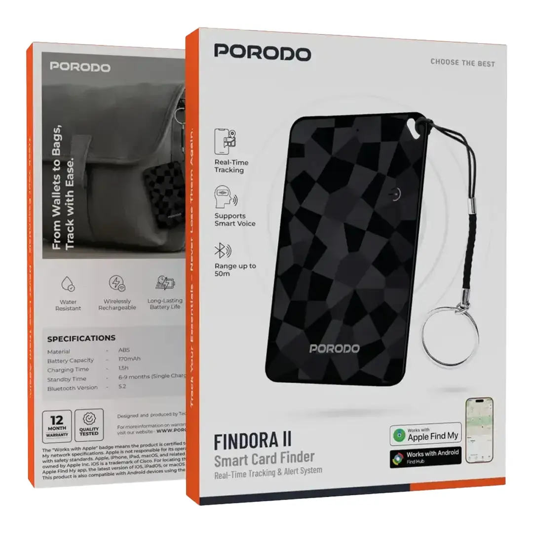 Porodo Findora II Smart Card Finder with Real-Time Tracking & Alert System - Black 2 Porodo Findora II Smart Card Finder with Real-Time Tracking & Alert System - Black - Image 2