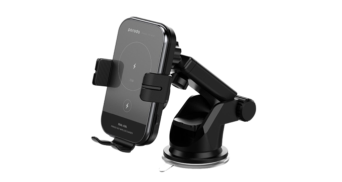 Porodo Phone Holder And Fast Wireless Car Charger (2 in 1) 1 Porodo Phone Holder And Fast Wireless Car Charger (2 in 1)