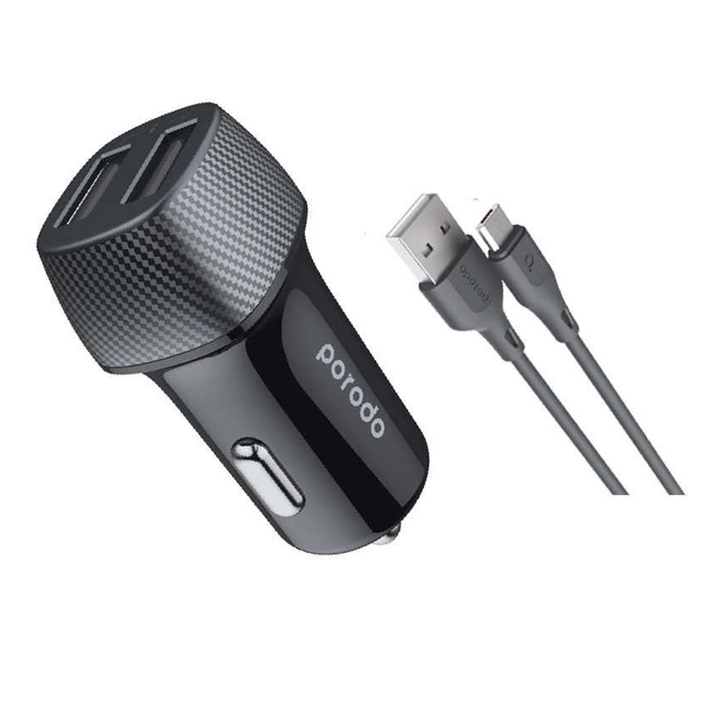 Porodo Ultimate Car Charger Dual Port with Micro USB Cable 2 Porodo Ultimate Car Charger Dual Port with Micro USB Cable - Image 2