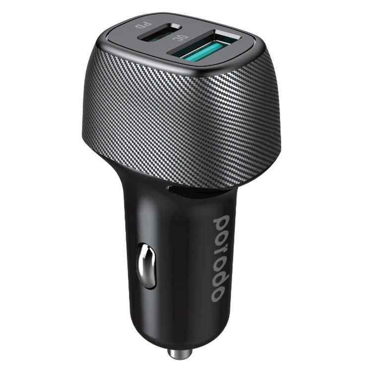 Porodo Dual Port Car Charger with Braided Type-C to Lightning Cable 3 Porodo Dual Port Car Charger with Braided Type-C to Lightning Cable - Image 3