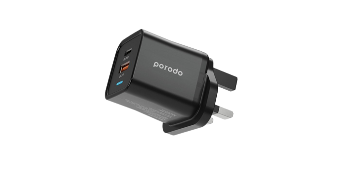 Porodo Dual Port PD + USB-A (35W+18W) Fast Charger With USB-A Quick Charging 1 Porodo Dual Port PD + USB-A (35W+18W) Fast Charger With USB-A Quick Charging
