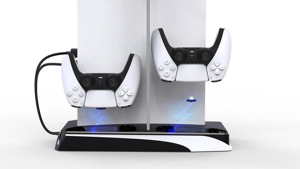 Porodo Gaming Multi-Function PS5 and Headphone Cooling and Charging Hub - Black/White 5 Porodo Gaming Multi-Function PS5 and Headphone Cooling and Charging Hub - Black/White - Image 5