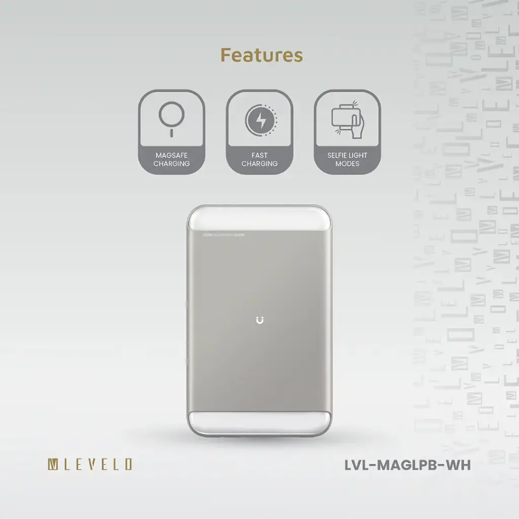Levelo MagLight Portable Power Bank 8000mAh - White 6 Levelo MagLight Portable Power Bank 8000mAh - White - Image 6