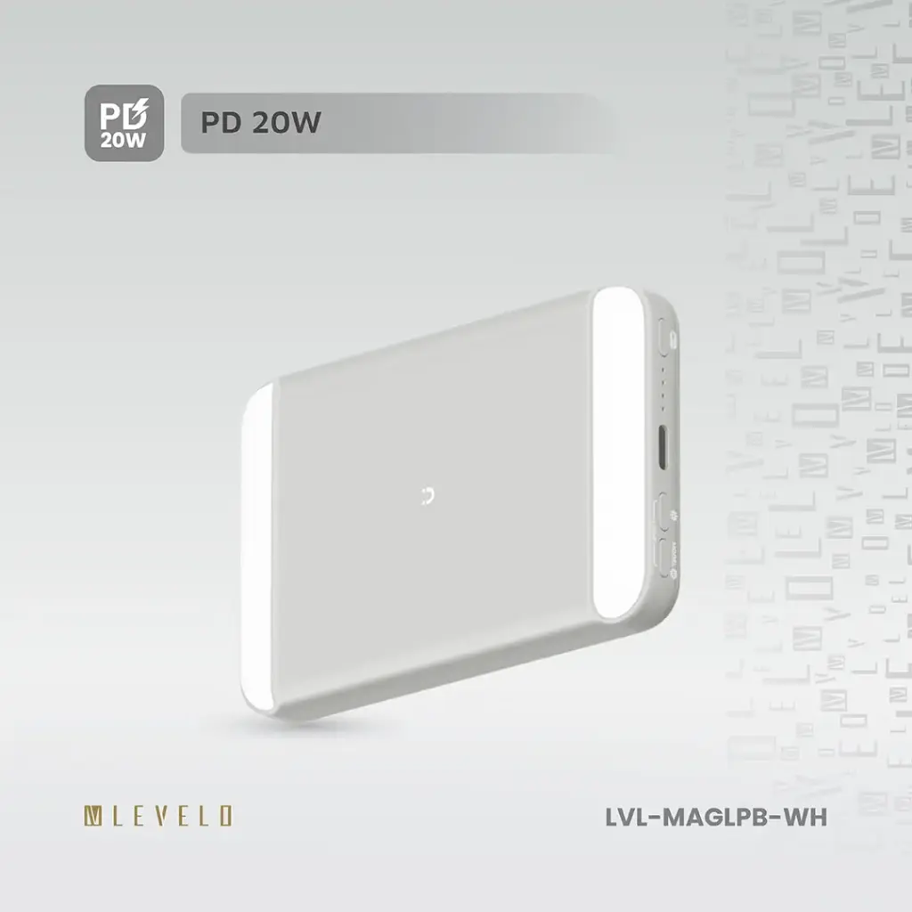 Levelo MagLight Portable Power Bank 8000mAh - White 5 Levelo MagLight Portable Power Bank 8000mAh - White - Image 5