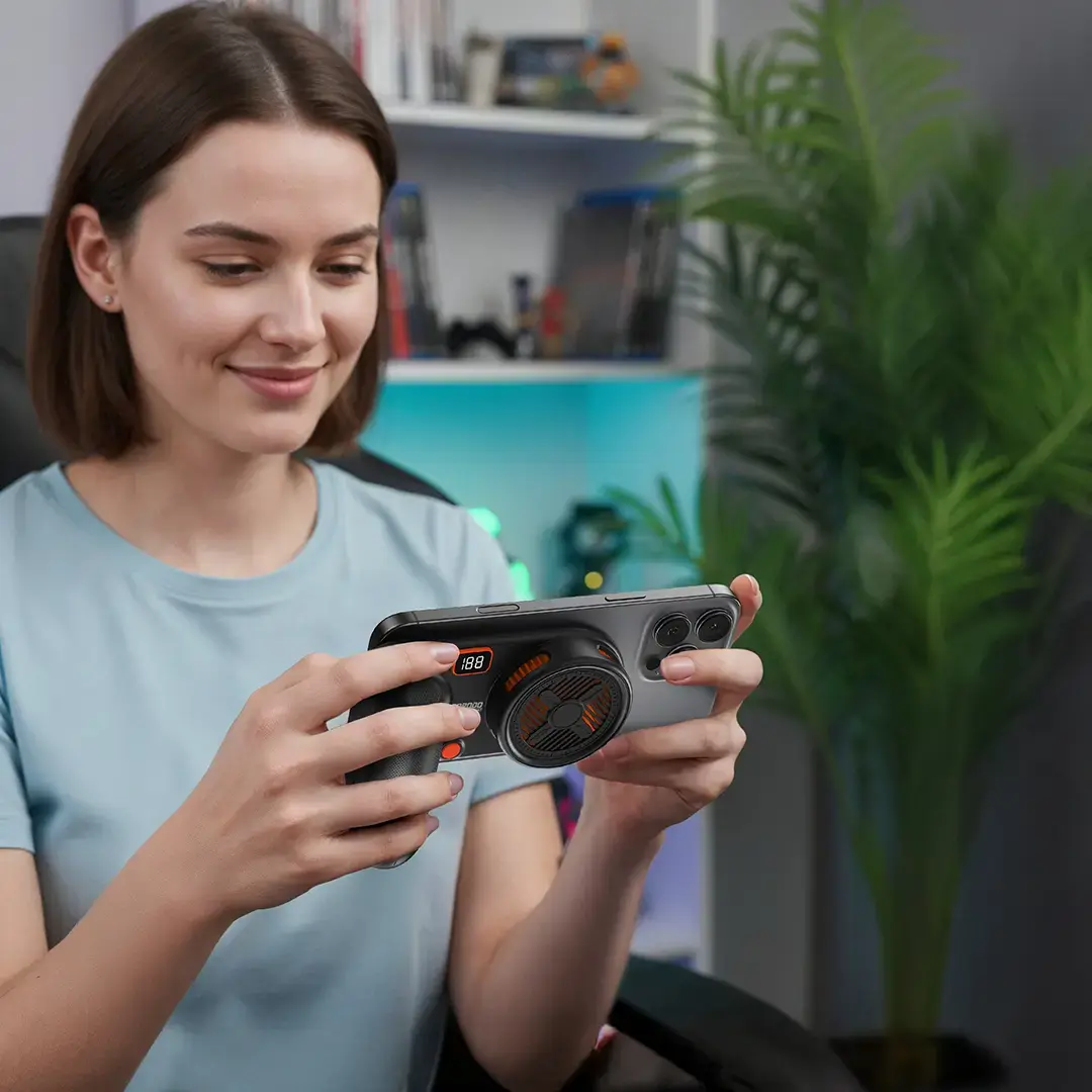 Porodo Gaming Arcticchill Magnetic Phone Cooler With Ultra-Quiet Fan - Black/Orange 6 Porodo Gaming Arcticchill Magnetic Phone Cooler With Ultra-Quiet Fan - Black/Orange - Image 6