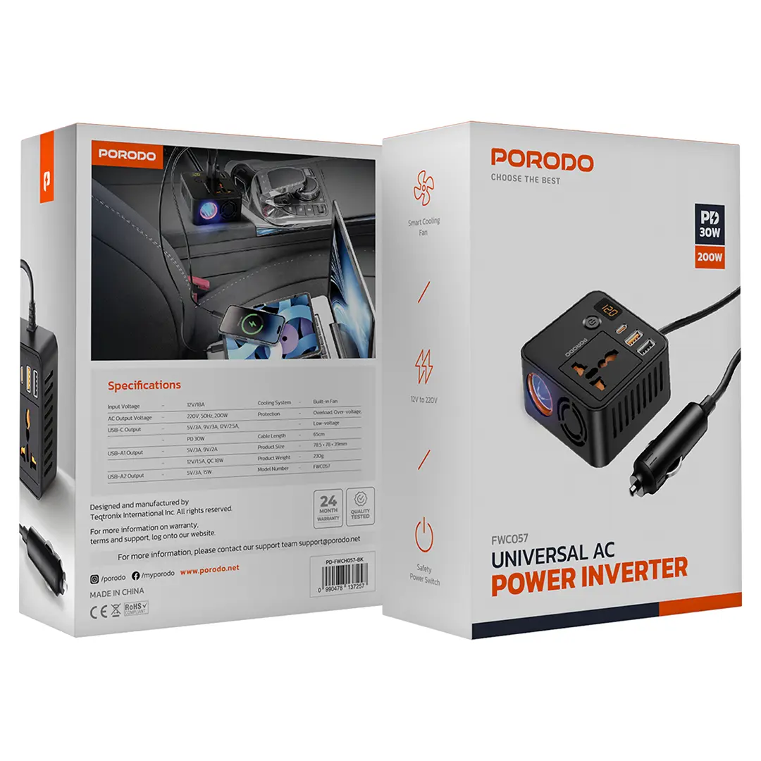 Porodo Universal Ac Power Inverter 2 Porodo Universal Ac Power Inverter - Image 2