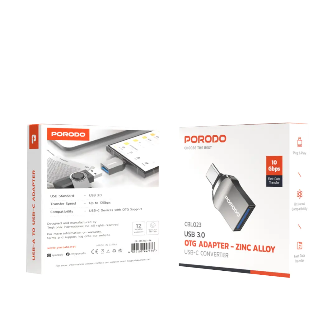 Porodo USB-C OTG Adapter - Zinc Alloy 2 Porodo USB-C OTG Adapter - Zinc Alloy - Image 2