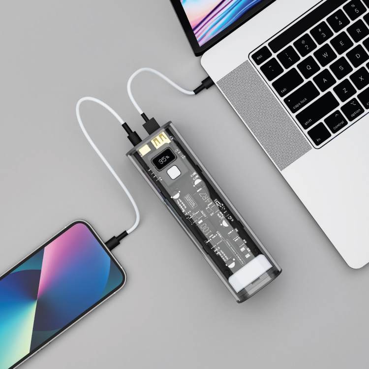 Powerology Crystalline Series Power Bank 24000mAh PD 100W - Dark Gray 2 Powerology Crystalline Series Power Bank 24000mAh PD 100W - Dark Gray - Image 2