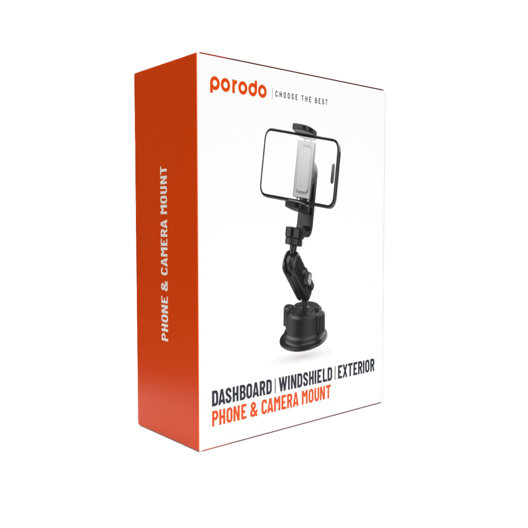 Porodo Dashboard Windshield Exterior Phone & Camera Mount 3 Porodo Dashboard Windshield Exterior Phone & Camera Mount - Image 3