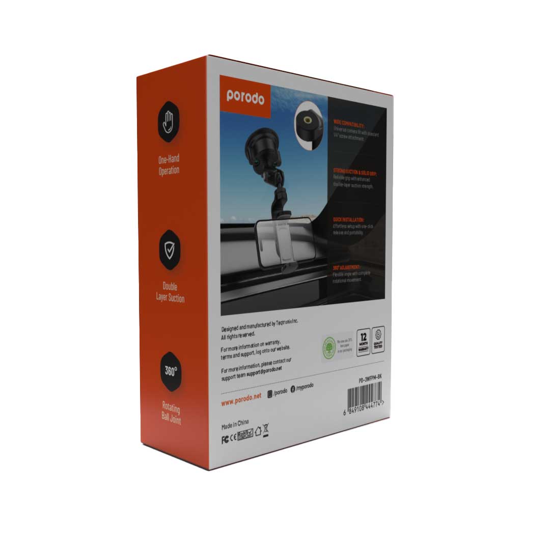 Porodo Dashboard Windshield Exterior Phone & Camera Mount 4 Porodo Dashboard Windshield Exterior Phone & Camera Mount - Image 4