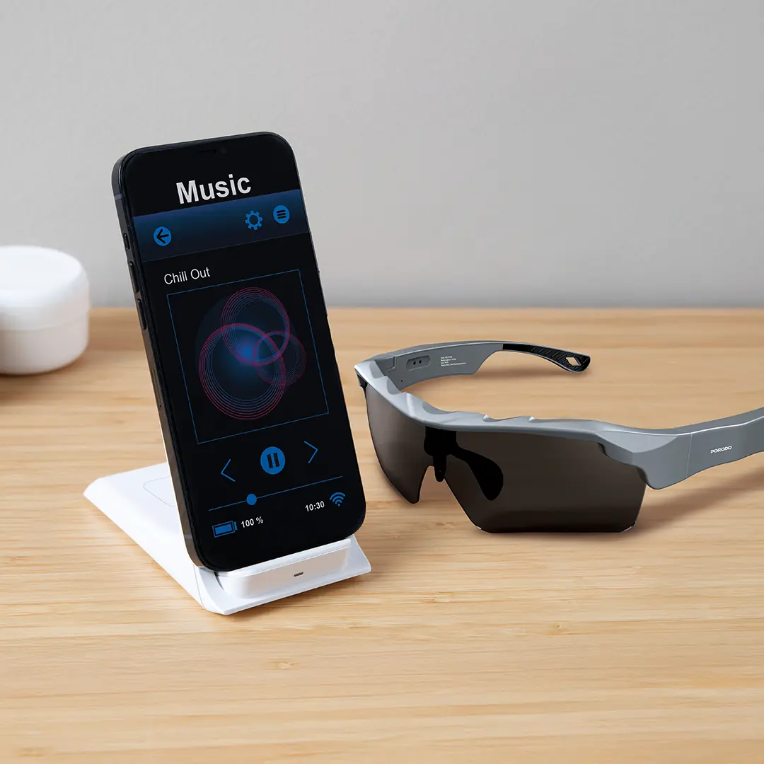 Porodo Lifestyle Dynamiq Smart Sunglasses - Gray & Black 5 Porodo Lifestyle Dynamiq Smart Sunglasses - Gray & Black - Image 5