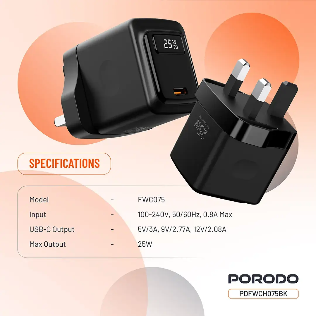 Porodo GaN 25W USB-C Wall Charger 2 Porodo GaN 25W USB-C Wall Charger - Image 2
