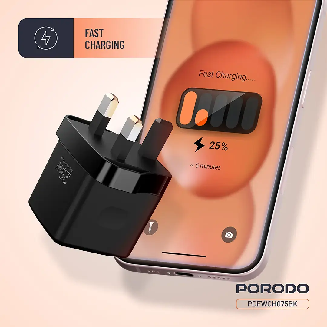 Porodo GaN 25W USB-C Wall Charger 4 Porodo GaN 25W USB-C Wall Charger - Image 4