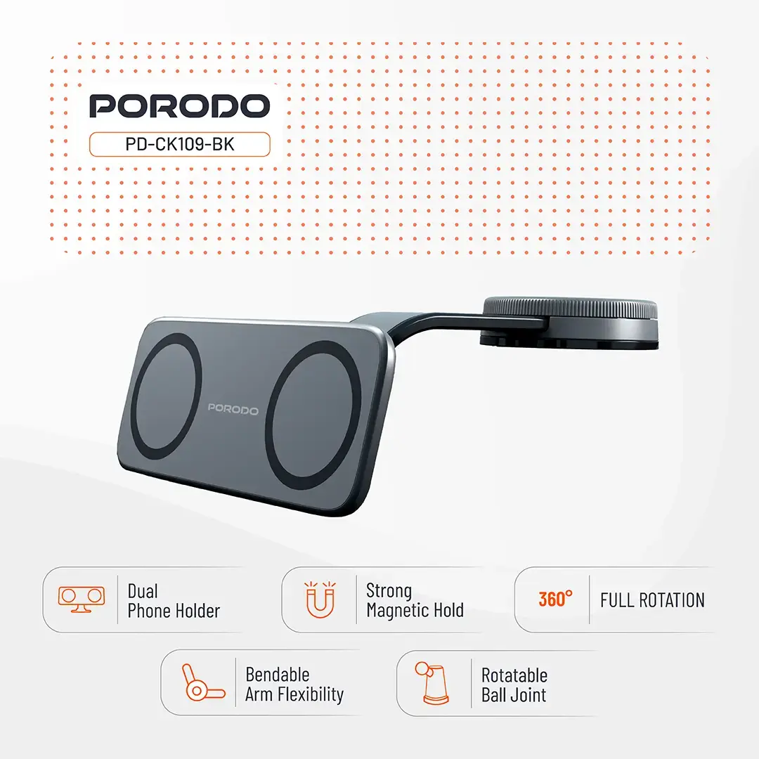 Porodo Vacuum & Adhesive Magnetic Car Mount 3 Porodo Vacuum & Adhesive Magnetic Car Mount - Image 3