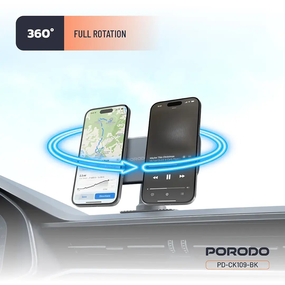 Porodo Vacuum & Adhesive Magnetic Car Mount 5 Porodo Vacuum & Adhesive Magnetic Car Mount - Image 5