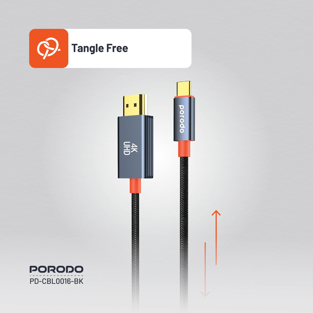 Porodo Woven Cable Type-C to HDMI 5 Porodo Woven Cable Type-C to HDMI - Image 5