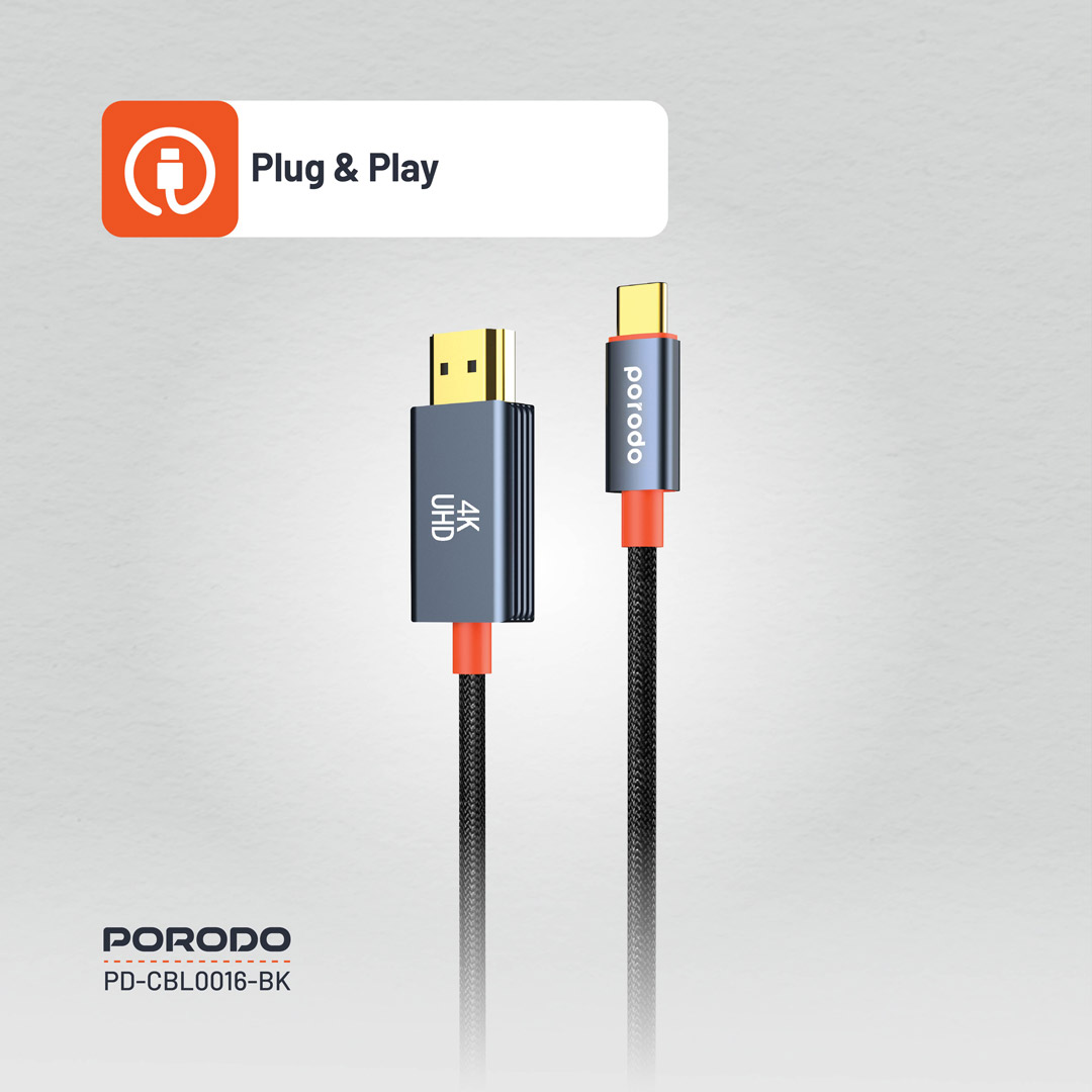 Porodo Woven Cable Type-C to HDMI 6 Porodo Woven Cable Type-C to HDMI - Image 6