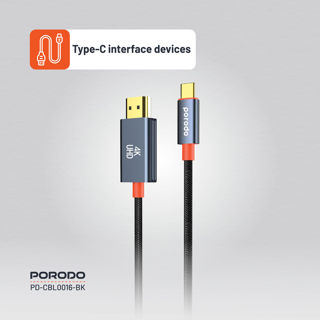 Porodo Woven Cable Type-C to HDMI 4 Porodo Woven Cable Type-C to HDMI - Image 4
