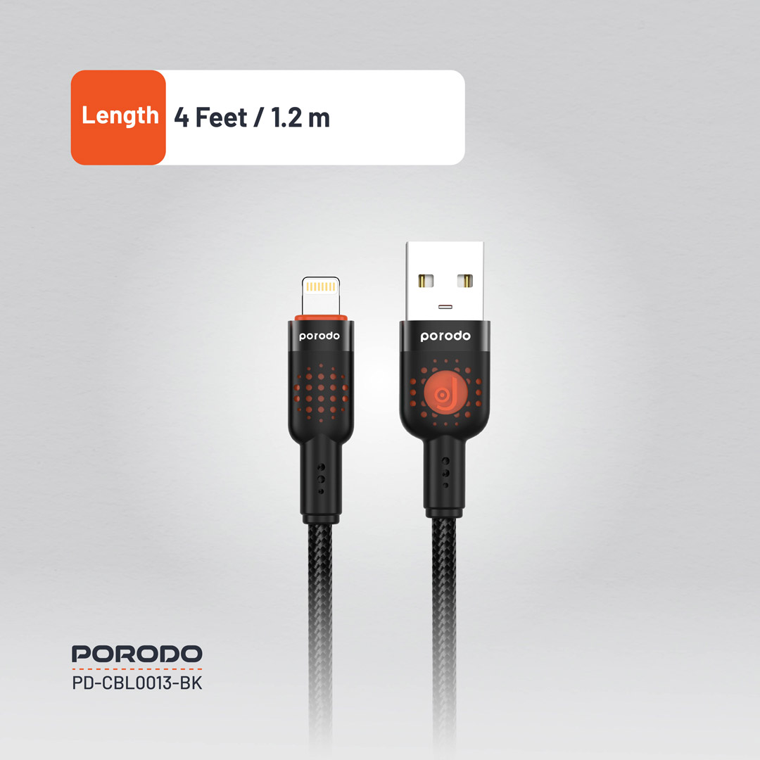 Porodo Braided Cable USB-A to Lightning 4 Porodo Braided Cable USB-A to Lightning - Image 4