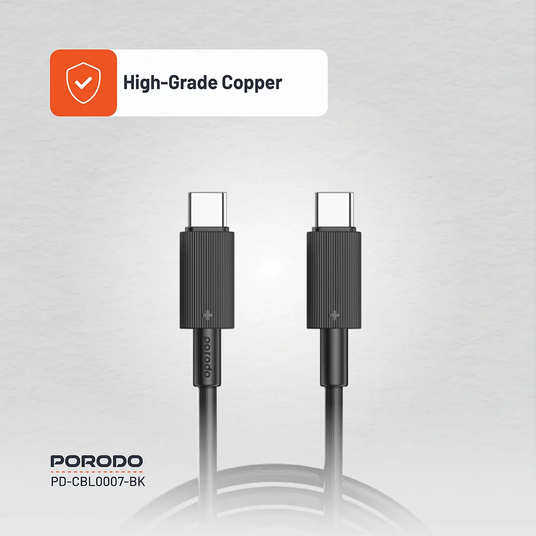 Porodo USB-C to USB-C Durable Charging Cable 5 Porodo USB-C to USB-C Durable Charging Cable - Image 5