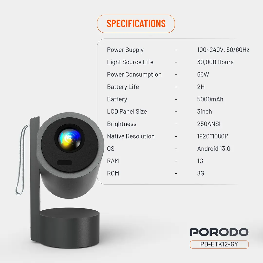 Porodo Full HD Smart Projector 2 Porodo Full HD Smart Projector - Image 2
