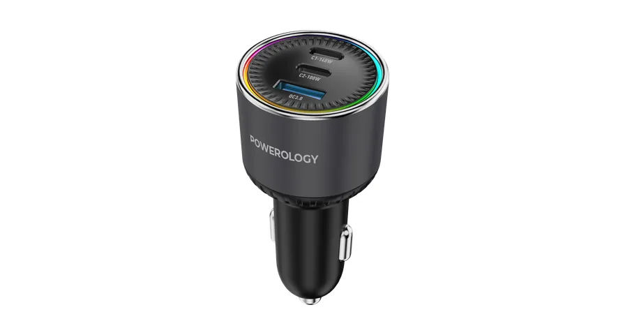 Powerology Élan 240W Dual USB-C & USB-A Car Charger – Grey 1 Powerology Élan 240W Dual USB-C & USB-A Car Charger – Grey