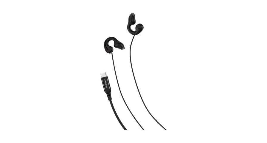 Powerology Voro Earhook USB-C Wired Earphones - Black 1 Powerology Voro Earhook USB-C Wired Earphones - Black