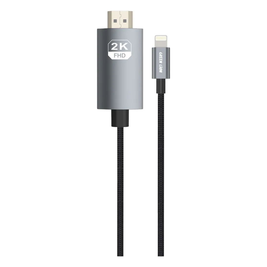 Green Lion Lightning to HDMI Braided Cable - Grey 1 Green Lion Lightning to HDMI Braided Cable - Grey