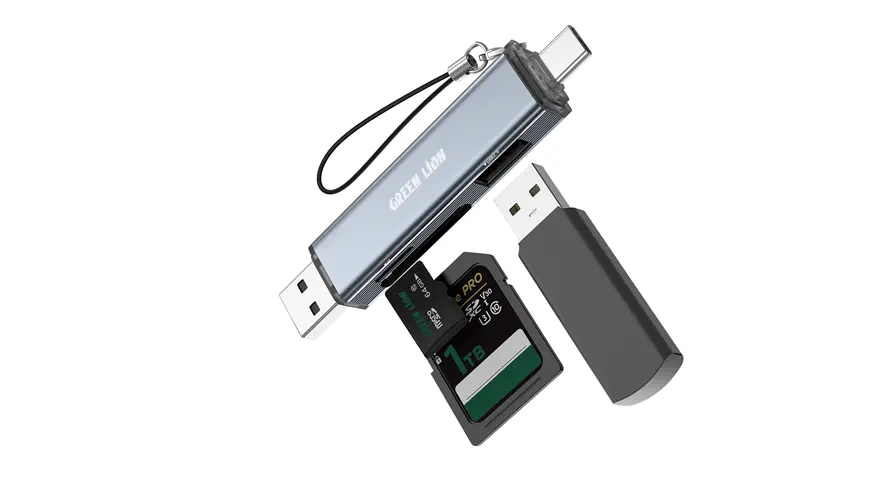 Green Lion 3 in 1 Card Reader with USB-A & USB-C Connectivity - Gray 1 Green Lion 3 in 1 Card Reader with USB-A & USB-C Connectivity - Gray
