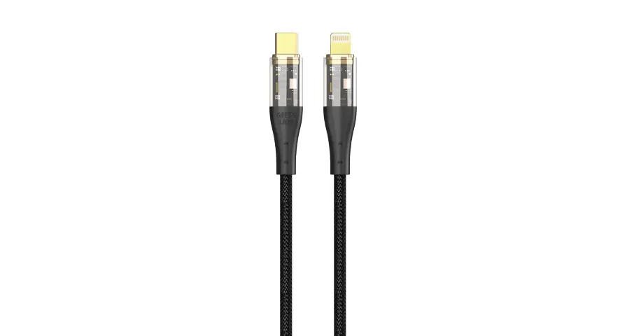 Green Lion Transparent Cable USB-C To Lightning Braided - Black 1 Green Lion Transparent Cable USB-C To Lightning Braided - Black