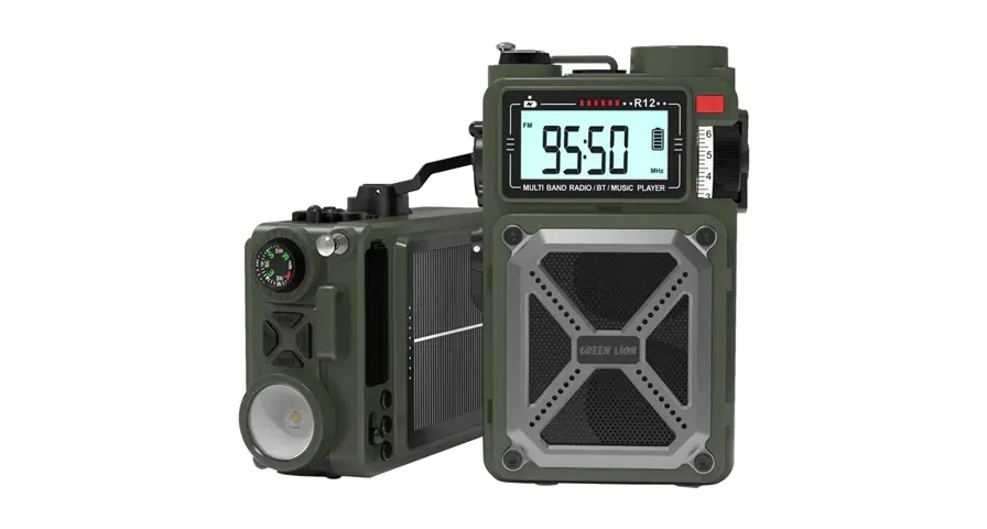 Green Lion Vintage Solar Pro Radio | Speaker | Power Bank | Compass | Flashlight - Green 1 Green Lion Vintage Solar Pro Radio | Speaker | Power Bank | Compass | Flashlight - Green