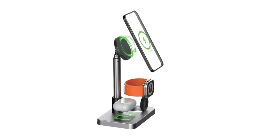 Green Lion 3 in 1 Telescopic Wireless Charger - Silver 1 Green Lion 3 in 1 Telescopic Wireless Charger - Silver