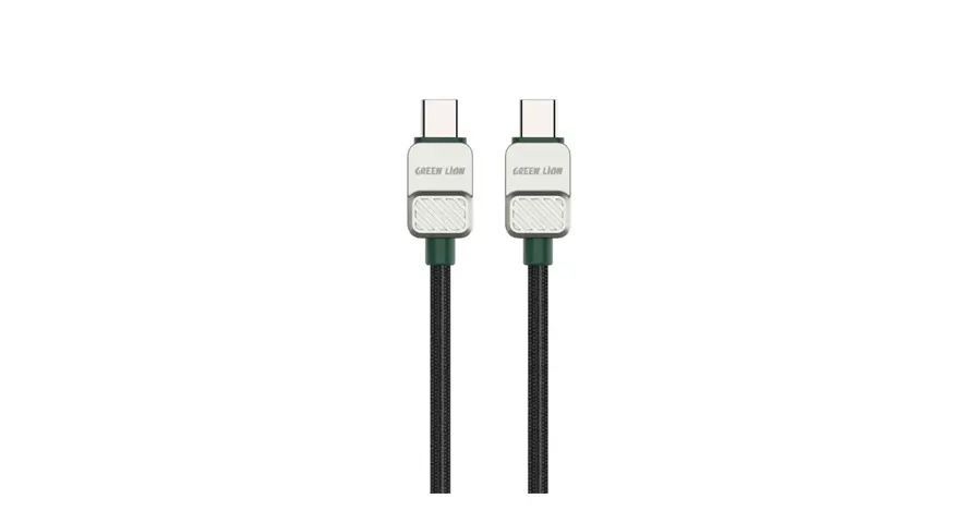 Green Lion USB-C to USB-C Electroplated Braided Cable - Black + Dark Green 1 Green Lion USB-C to USB-C Electroplated Braided Cable - Black + Dark Green