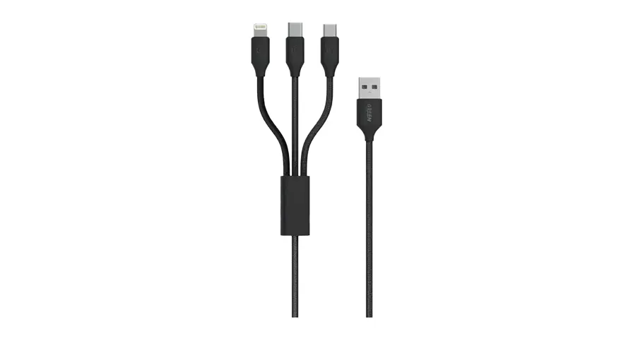 Green Lion 3in1 Fast Charging Braided Cable Series 2 1.2M (Type-C Input) - Black 1 Green Lion 3in1 Fast Charging Braided Cable Series 2 1.2M (Type-C Input) - Black