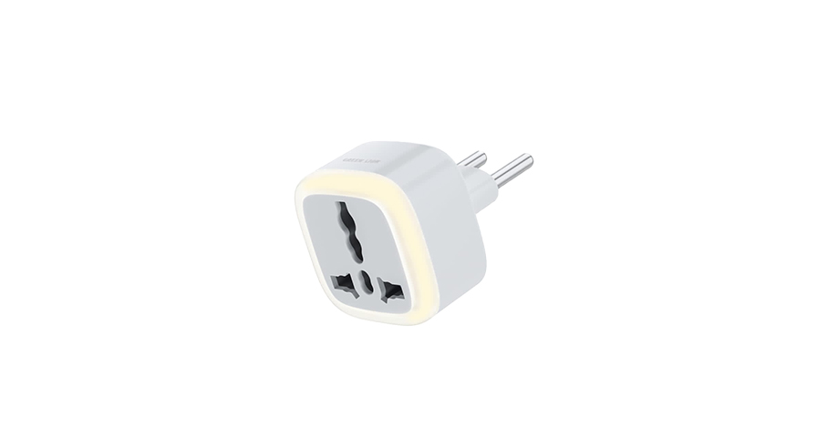 Green Lion Universal Conversion Plug with LED light - White 1 Green Lion Universal Conversion Plug with LED light - White