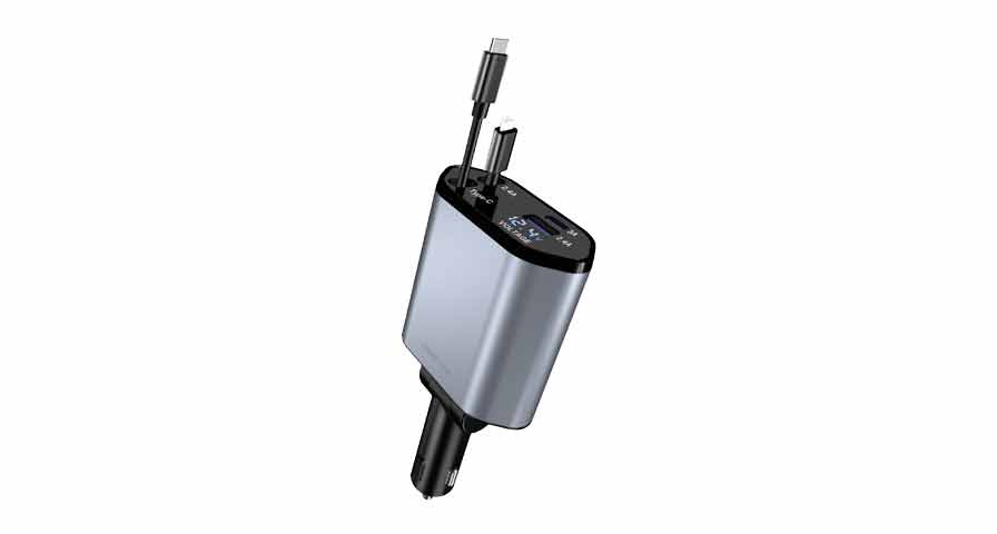 Green Lion 100W 4in1 Car Charger - Gray 1 Green Lion 100W 4in1 Car Charger - Gray