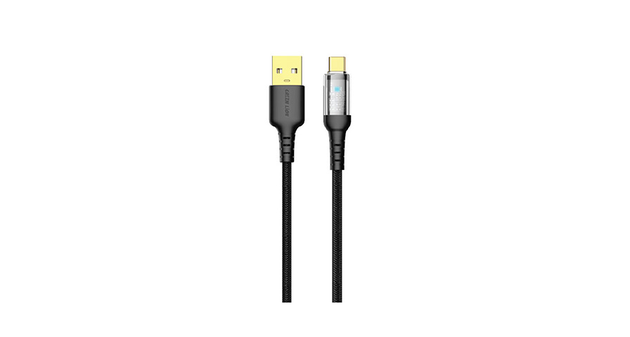 Green Lion Transparent LED Cable USB To Type-C - Black 1 Green Lion Transparent LED Cable USB To Type-C - Black