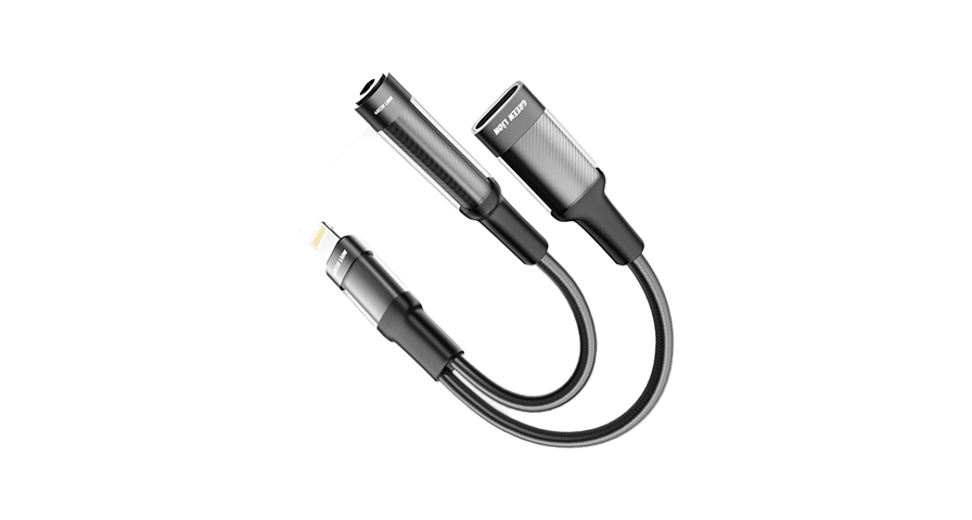 Green Lion 2 in 1 Earphone & Charging Adapter Lightning to Lightning + 3.5 12CM -Black 1 Green Lion 2 in 1 Earphone & Charging Adapter Lightning to Lightning + 3.5 12CM -Black