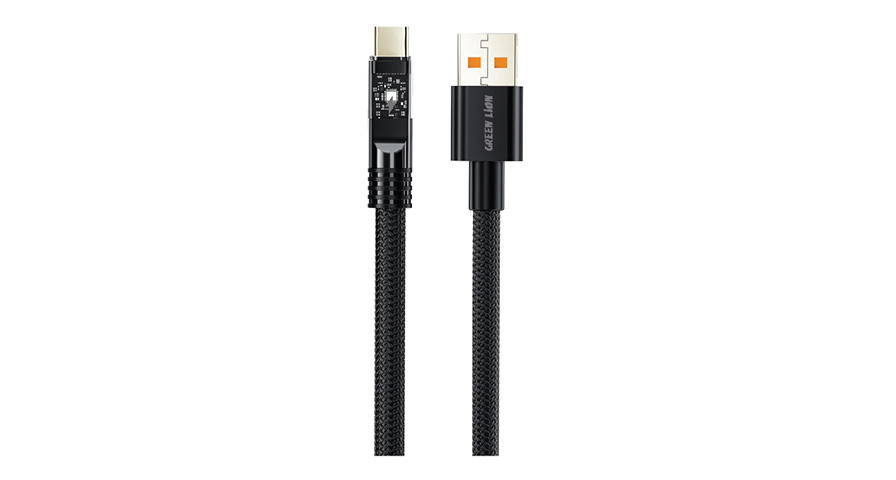 Green Lion Led Braided Cable Usb-A to Usb-C 1Meter - Black 1 Green Lion Led Braided Cable Usb-A to Usb-C 1Meter - Black