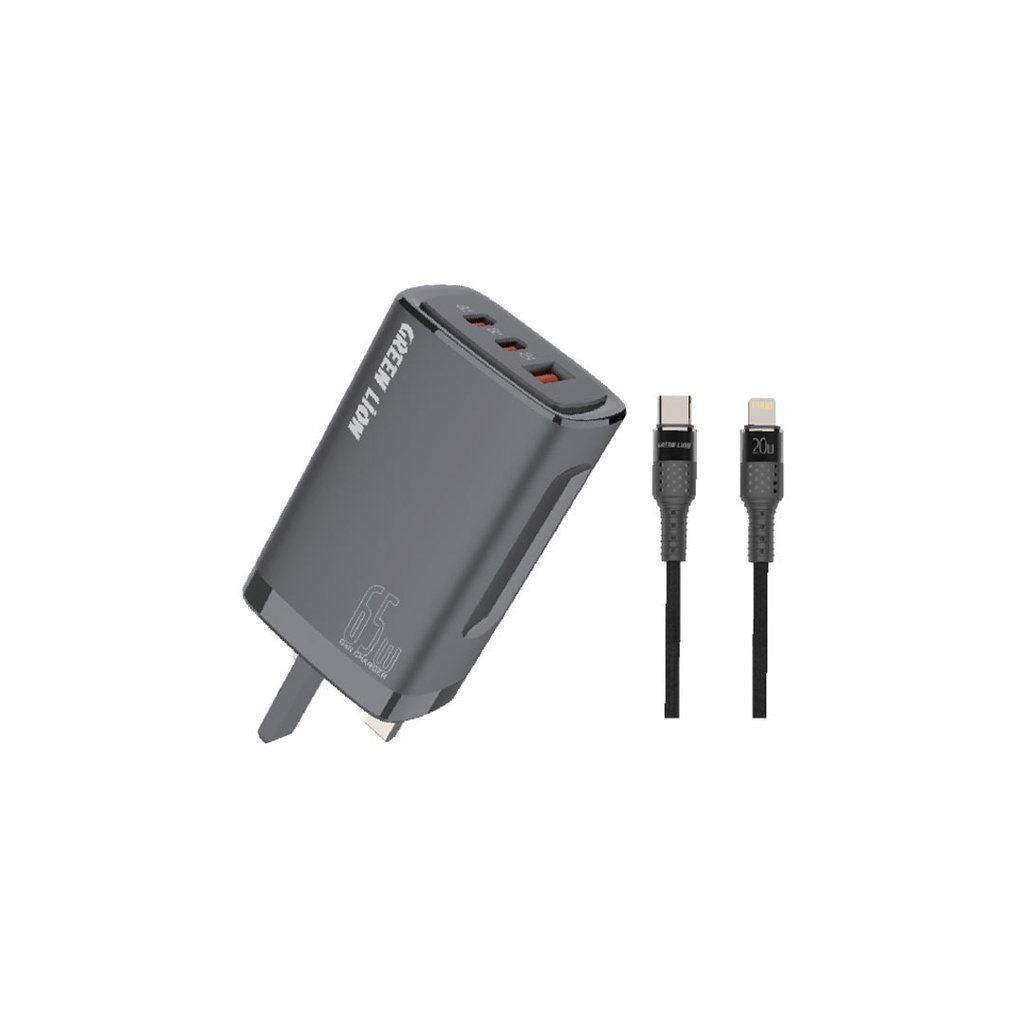 Green Lion PD+PD+QC3.0 Gallium Nitride Solution 65W+TC IPH data cable 1m Black/Orang 1 Green Lion PD+PD+QC3.0 Gallium Nitride Solution 65W+TC IPH data cable 1m Black/Orang