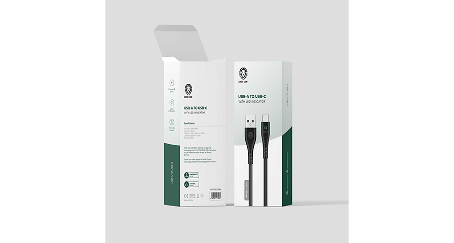 Green Lion PVC USB-A to Type-C Cable with LED Indicator 1M - Black 1 Green Lion PVC USB-A to Type-C Cable with LED Indicator 1M - Black