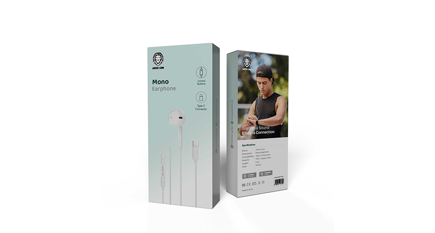 Green Lion Wired Mono Earphones with Type-C Connector - White 1 Green Lion Wired Mono Earphones with Type-C Connector - White