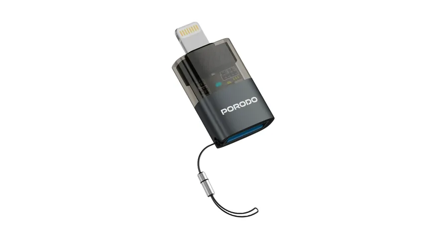 Porodo MiniLink Transparent OTG Adapter USB-A to Lightning - Grey 1 Porodo MiniLink Transparent OTG Adapter USB-A to Lightning - Grey