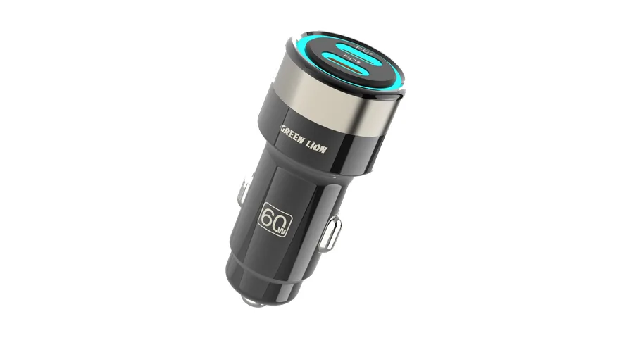 Green Lion Zinc Alloy Dual PD Car Charger - Black 1 Green Lion Zinc Alloy Dual PD Car Charger - Black